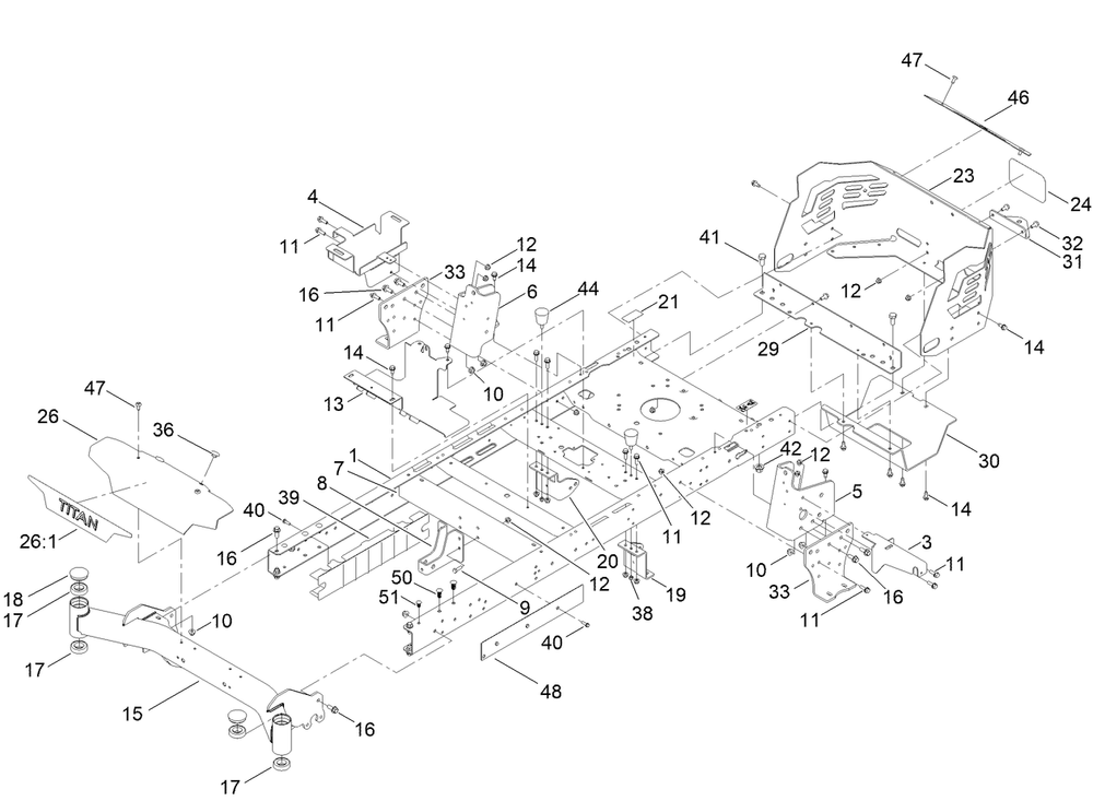 Frame Assembly Diagram and Parts List for 75316TA 409330000 - 411419999 Toro Lawn Tractor