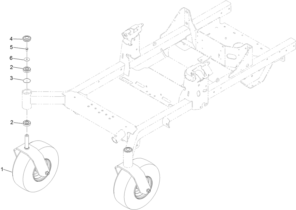 Caster Fork And Wheel Assembly Diagram and Parts List for 74497 400000000-999999999 Toro Lawn Tractor