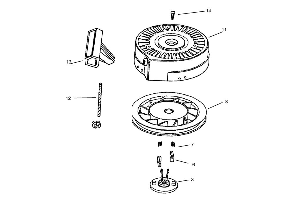 Recoil Starter No. 590743 Diagram and Parts List for 38176 8900001 - 8999999 Toro Snow Blower