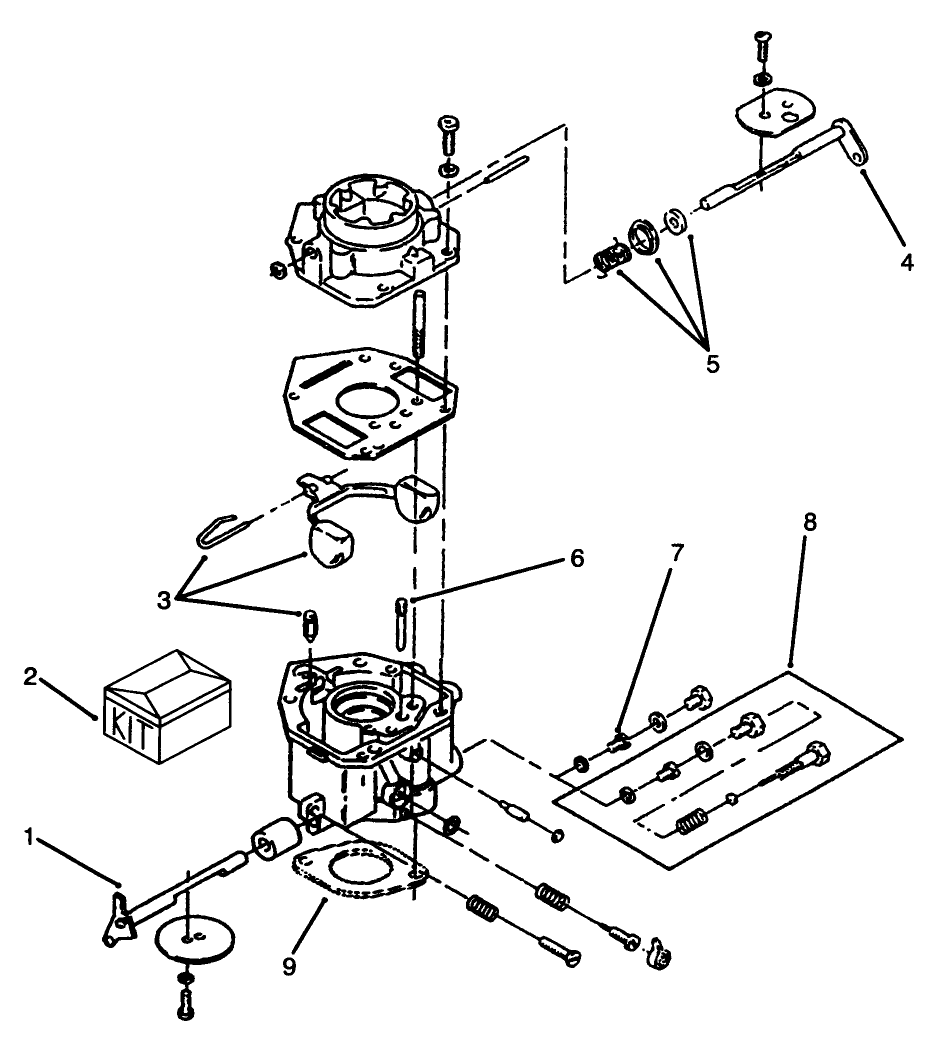 Carburetor Assembly Diagram and Parts List for 73501 59002869 - 59002946 Toro Lawn Tractor