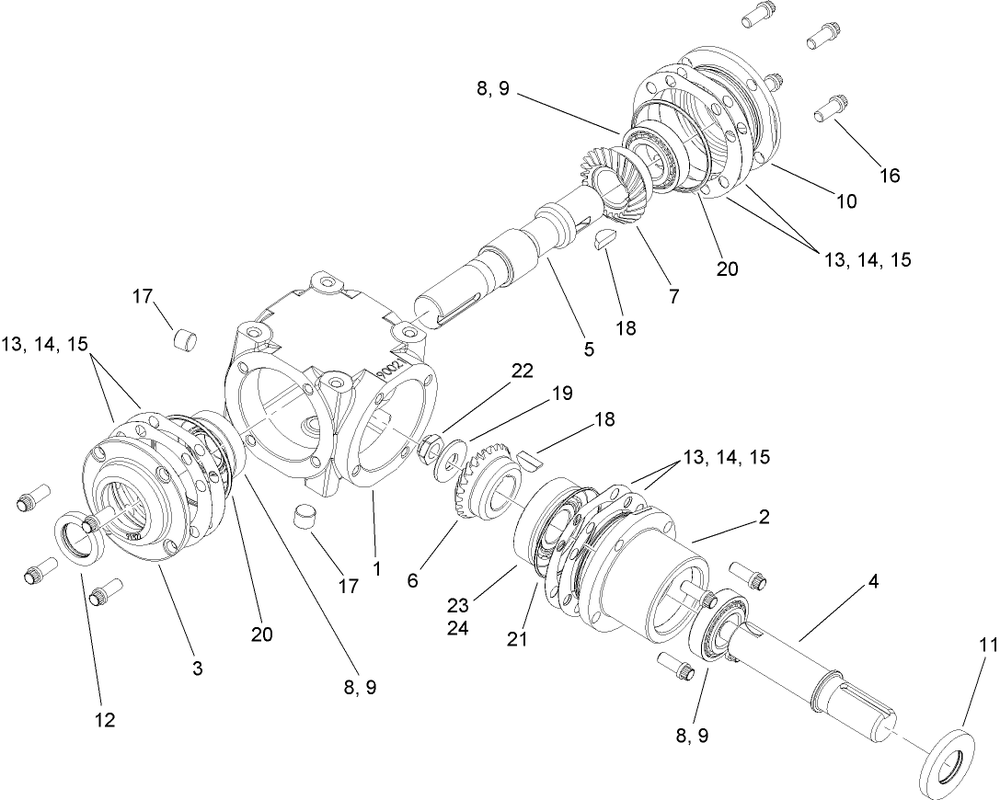 Gearbox Assembly Diagram and Parts List for 74265TE (270000001-270999999)(2007) Toro Lawn Mower