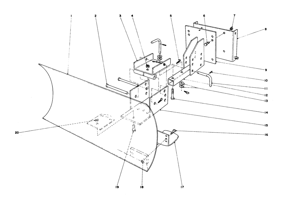 Grader Blade Assembly (Model No. 59051) Diagram and Parts List for 38070 8000001 - 8999999 Toro Snow Blower