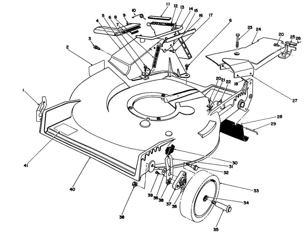 Housing Assembly Diagram and Parts List for 20216 1000001 - 1999999 Toro Lawn Mower