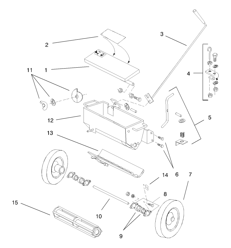 Seeder Assembly Diagram and Parts List for 62060 890001 - 899999 Toro Seeder
