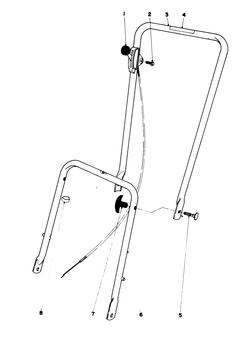 Handle Assembly Diagram and Parts List for 16550 8000001 - 8999999 Toro Lawn Mower
