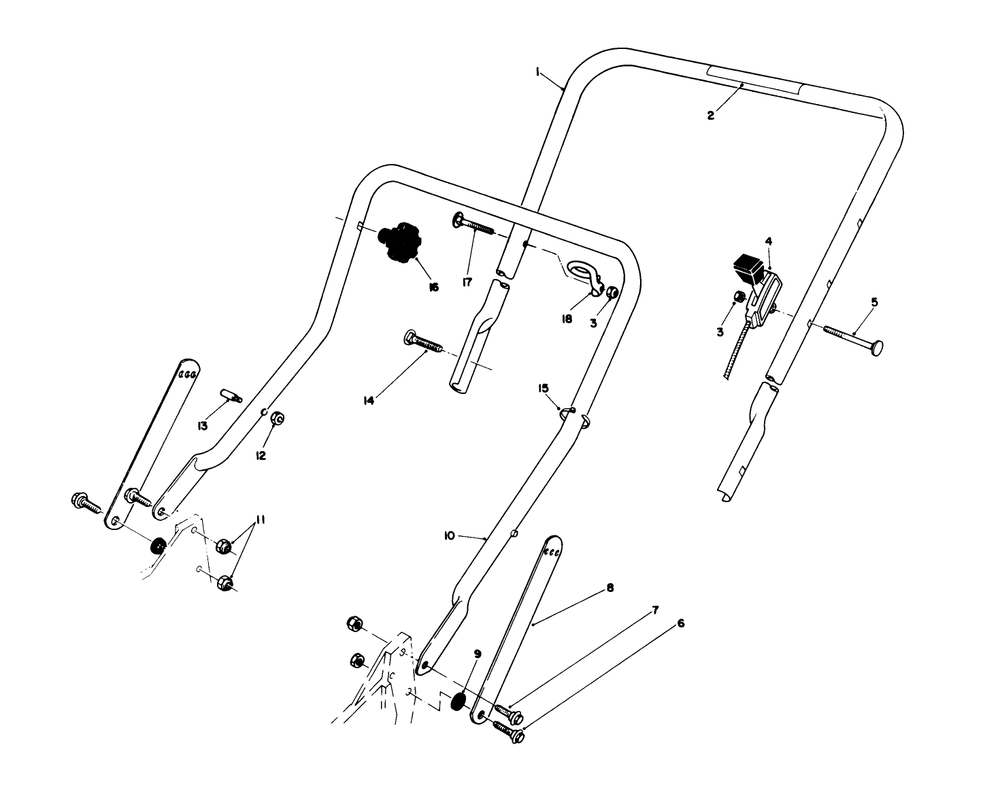 Handle Assembly Diagram and Parts List for 20563 1000001 - 1999999 Toro Lawn Mower