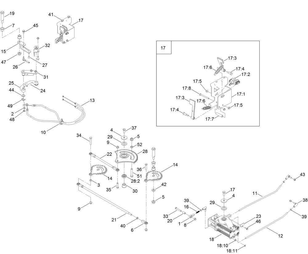 Steering Gear And Cable Assembly Diagram and Parts List for 74785 400000000 - 999999999 Toro Lawn Tractor