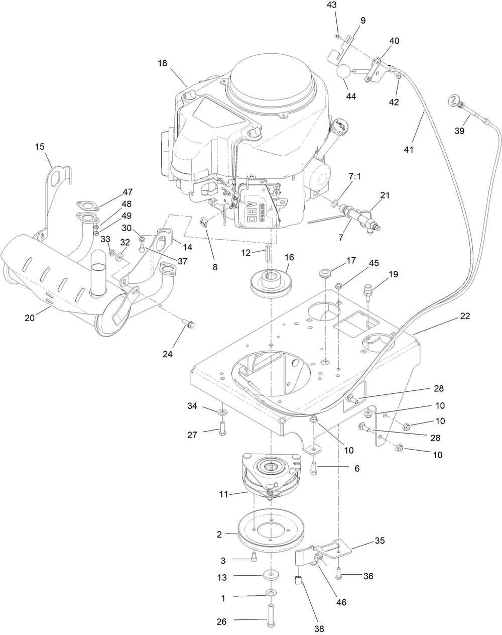 Engine Assembly Diagram and Parts List for 74536TE 413000000 - 417999999 Toro Lawn Tractor