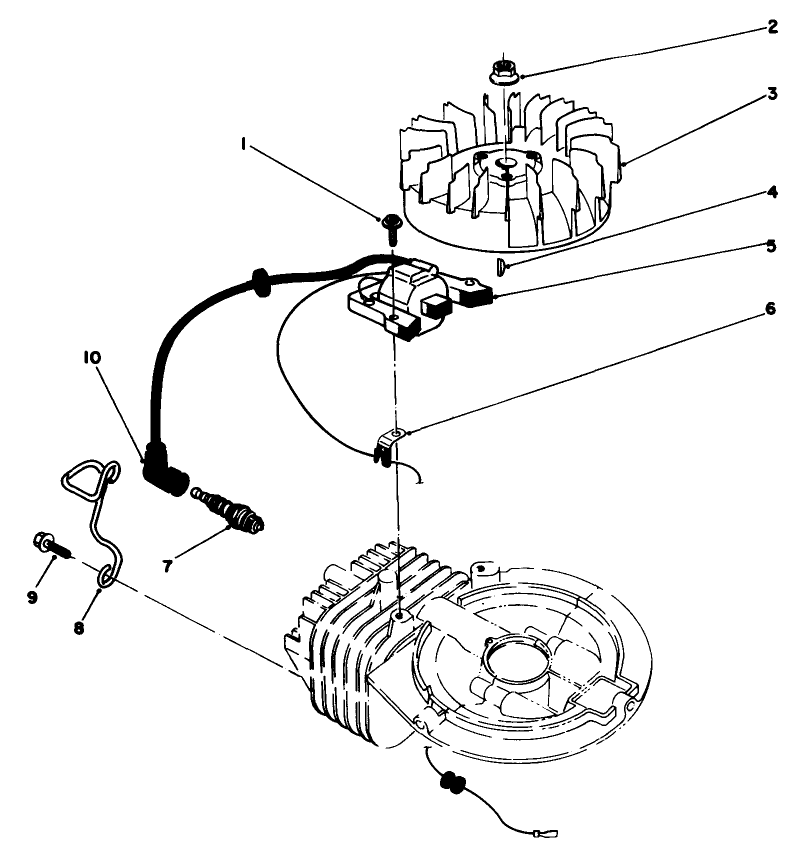 Flywheel And Magneto Assembly (Model No. 47ph7) Diagram and Parts List for 22035C 8000001 - 8999999 Toro Lawn Mower
