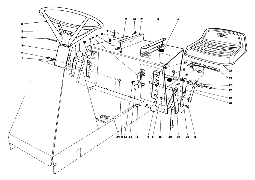 Seat & Steering Wheel Assembly Diagram and Parts List for 56145 4000001 - 4999999 Toro Lawn Tractor