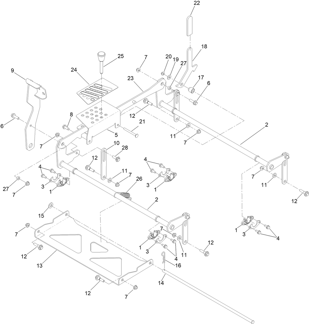 Decklift Assembly Diagram and Parts List for 76501 400000000 - 415399999 Toro Lawn Tractor