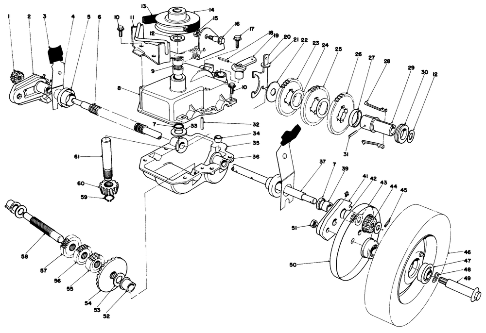 Gear Case Assembly Diagram and Parts List for 20810 9000001 - 9999999 Toro Lawn Mower
