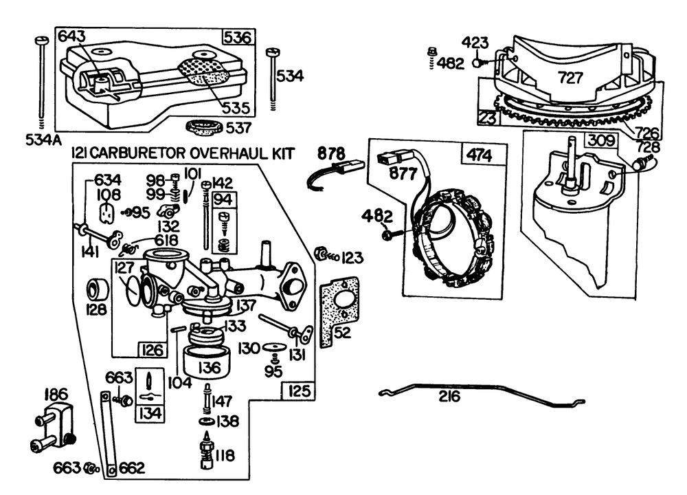 Engine Briggs & Stratton Model 252707-0177-01 Diagram and Parts List for 57356 0000001 - 0999999 Toro Lawn Tractor