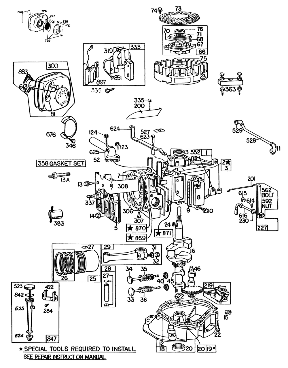 Engine Briggs & Stratton Model 130902-1162-01 Diagram and Parts List for 23022 3000001 - 3999999 Toro Lawn Mower