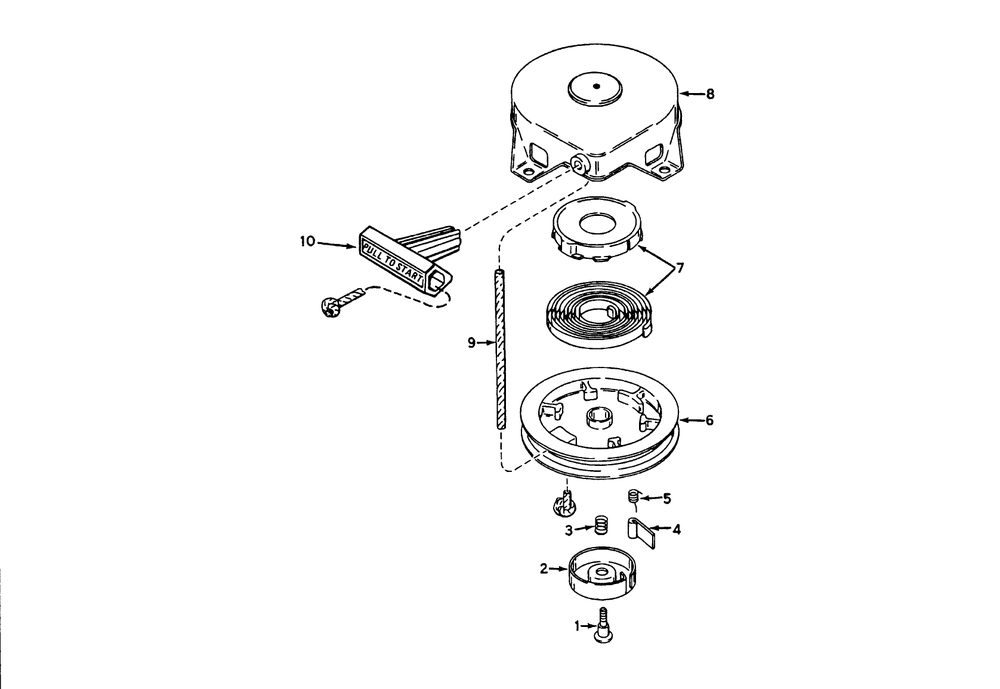 Recoil Starter No. 590537 Diagram and Parts List for 38171 3900001 - 3999999 Toro Snow Blower