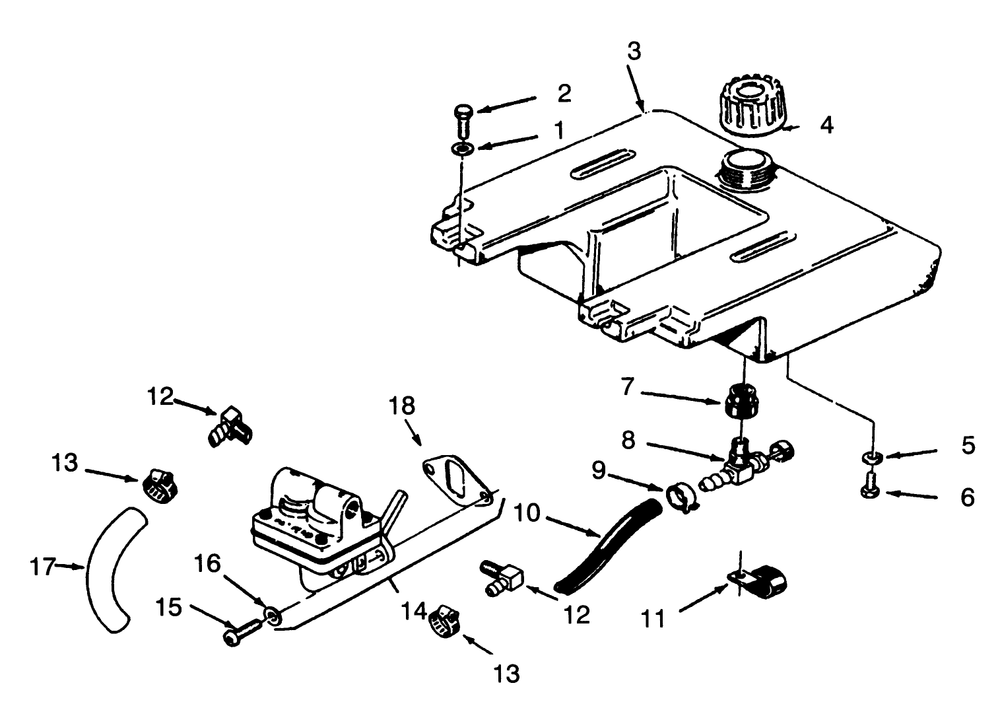 Fuel System Diagram and Parts List for 73320 3900001 - 3999999 Toro Lawn Tractor
