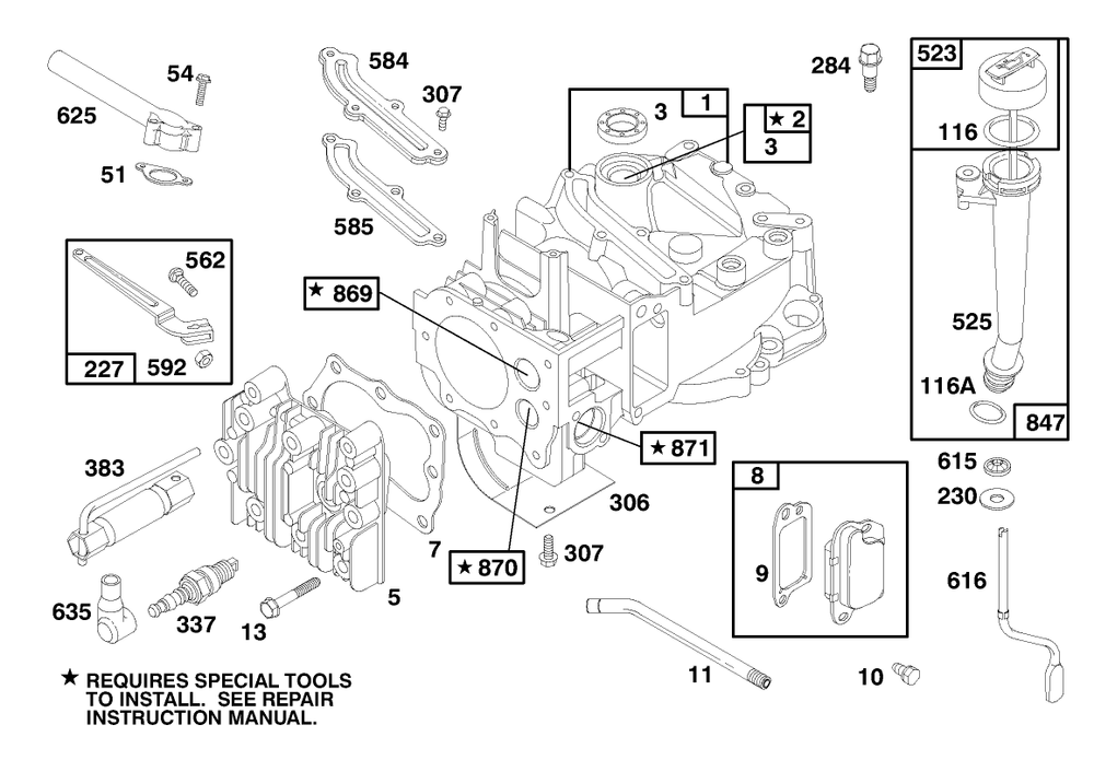 Engine Briggs And Stratton Model 12f802-1767-E1 Diagram and Parts List for 20914 8900001 - 8999999 Toro Lawn Mower