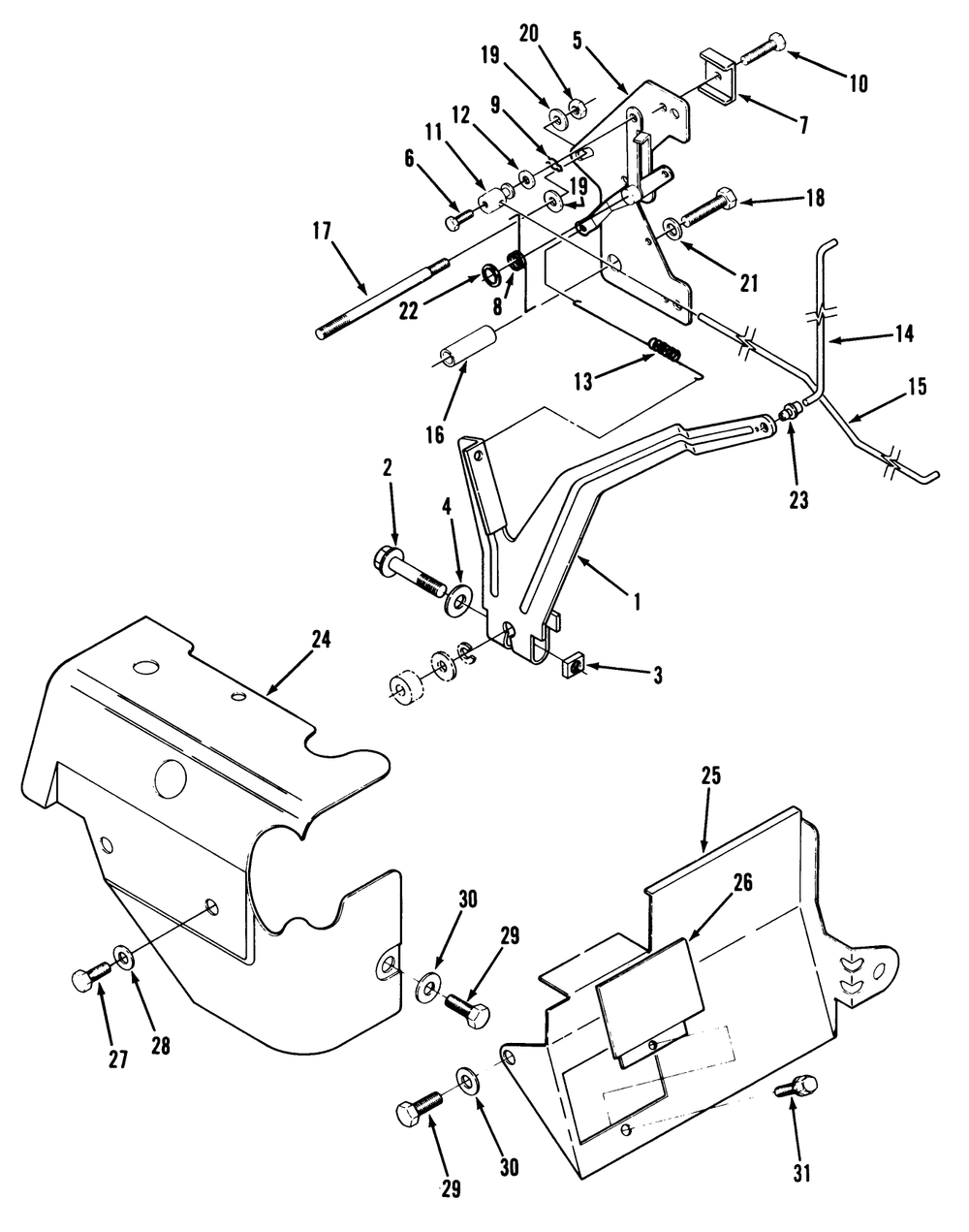 14hp Engine Governor Linkage & Cover Assembly Diagram and Parts List for 22-14O502 2000001 - 2999999 Toro Lawn Tractor