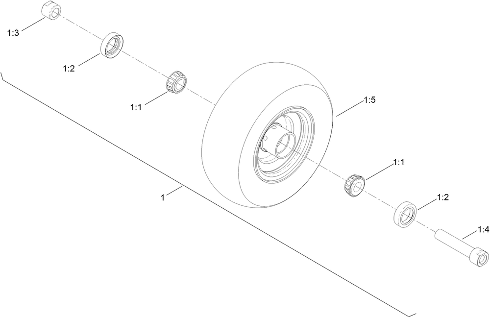 Wheel And Bearing Assembly Diagram and Parts List for 137-4136  Toro Lawn Mower