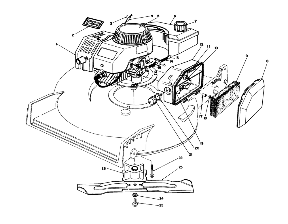 Engine Assembly Diagram and Parts List for 20581C 8000001 - 8999999 Toro Lawn Mower