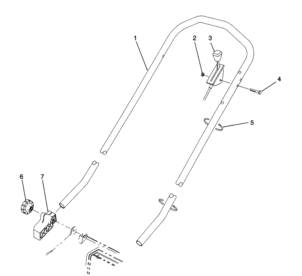 H.P. Handle Assembly (Model No. 20900 Only) Diagram and Parts List for 20905B 0000001 - 0999999 Toro Lawn Mower