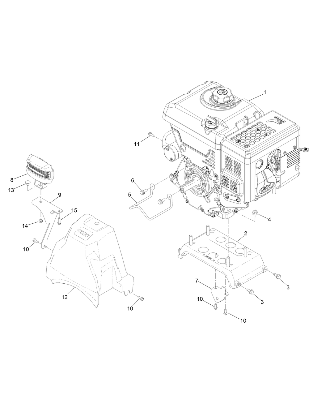 Engine Assembly Diagram and Parts List for 38860 411310000 - 413999999 Toro Snow Blower