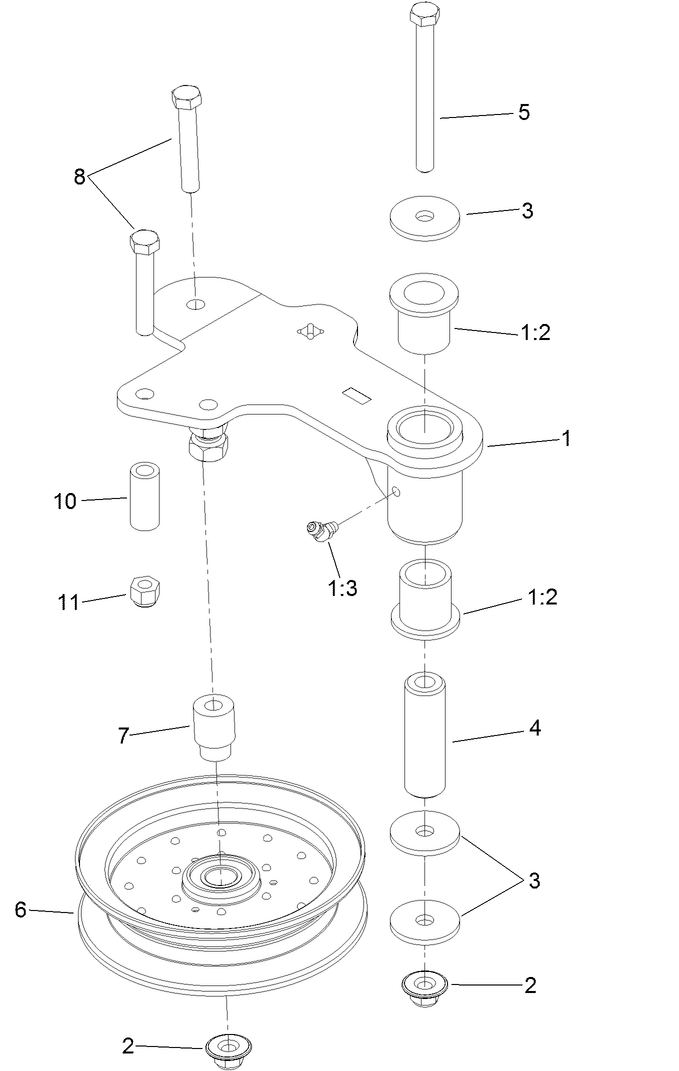 Idler Assembly Diagram and Parts List for 74145 (313000001-313999999)(2013) Toro Lawn Mower