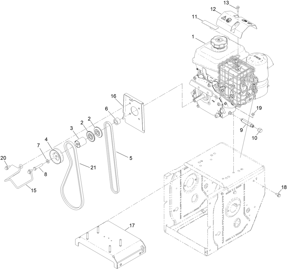 Engine Assembly Diagram and Parts List for 38701 400000000 - 408799999 Toro Power Broom