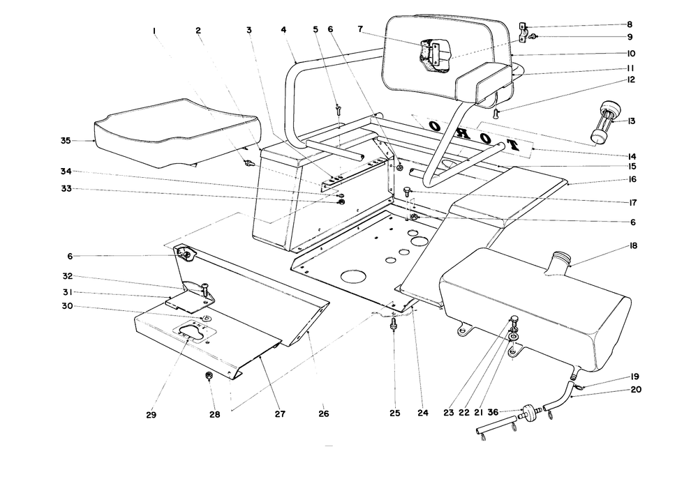 Seat And Fender Assembly Diagram and Parts List for 55402 1000001 - 1999999 Toro Lawn Tractor