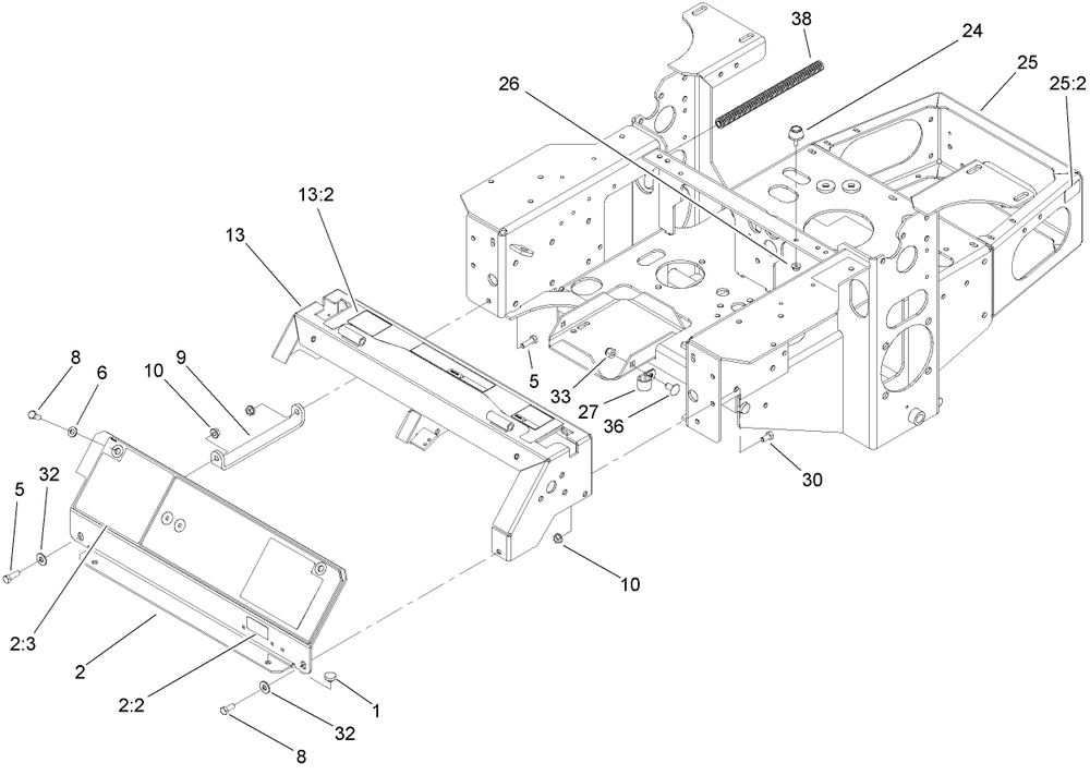 Main Frame Assembly Diagram and Parts List for 74413 (270000001-270999999)(2007) Toro Lawn Mower