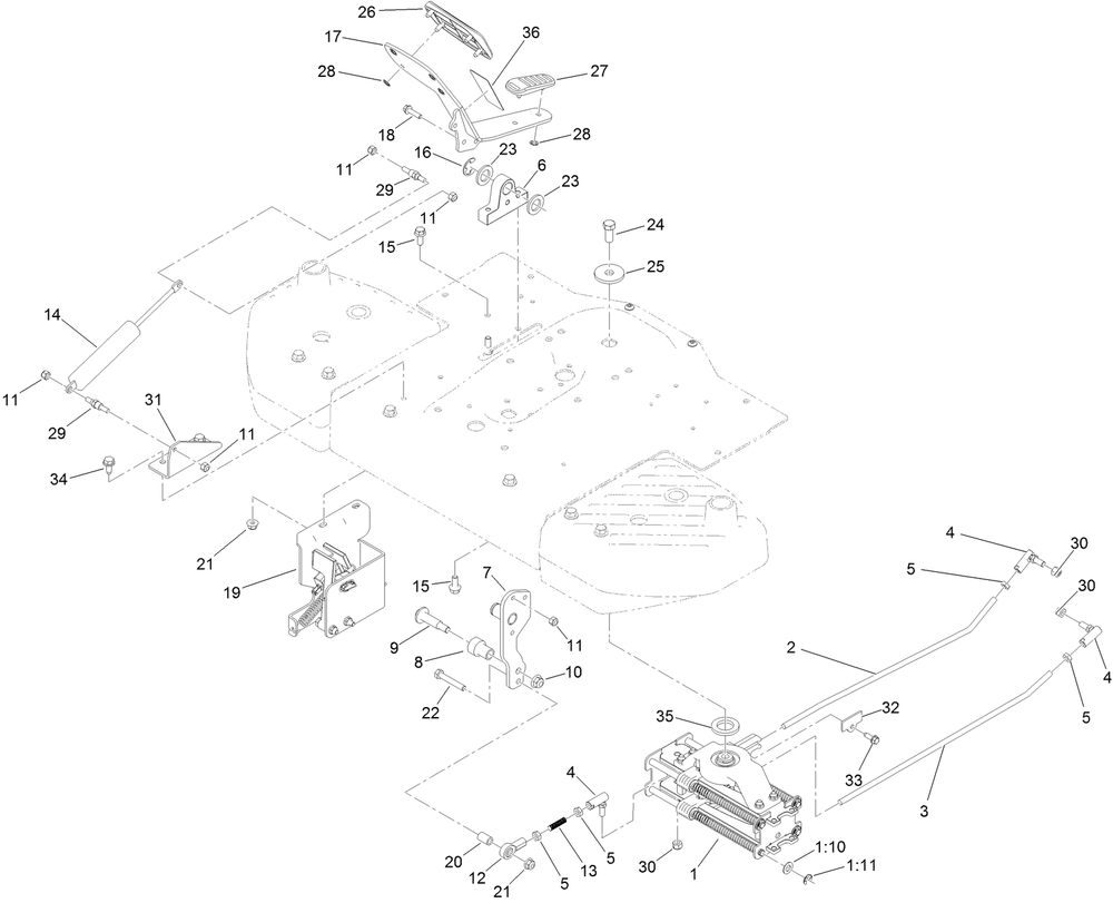 Speed Control Assembly Diagram and Parts List for 74781 316000001 - 316999999 Toro Lawn Tractor