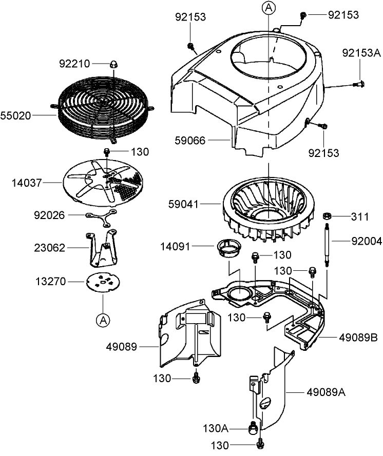 Cooling Equipment Assembly Diagram and Parts List for 74450TE (290000001-290999999)(2009) Toro Lawn Mower
