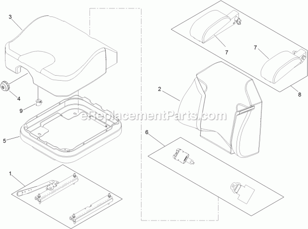 Seat Assembly No. 125-3107 Diagram and Parts List for 74979 313000001-313999999 Toro Lawn Mower