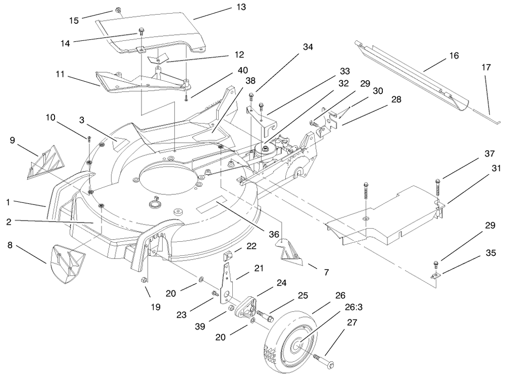 Housing Assembly Diagram and Parts List for 20487 8900001 - 8999999 Toro Lawn Mower