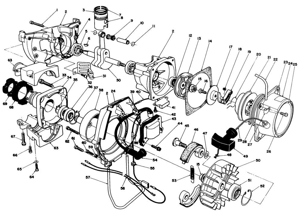 Engine Assembly Diagram and Parts List for 51645 7000001 - 7999999 Toro Trimmer