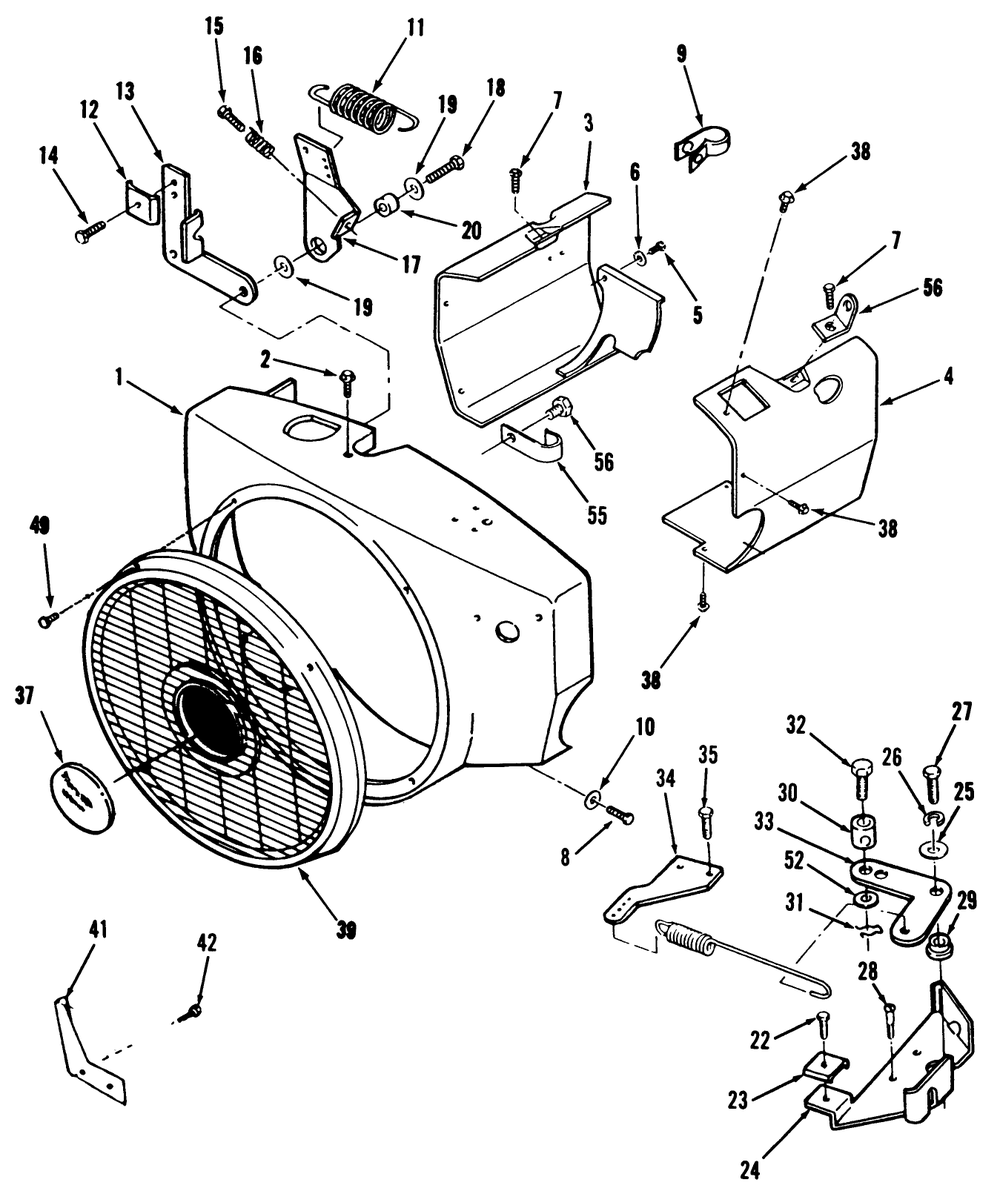 Blower Housing And Governor Diagram and Parts List for 31-10K802 1000001 - 1999999 Toro Lawn Tractor