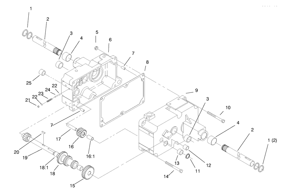 Transmission 8-Speed 8 Pinion Diagram and Parts List for 73402 7900001 - 7999999 Toro Lawn Tractor