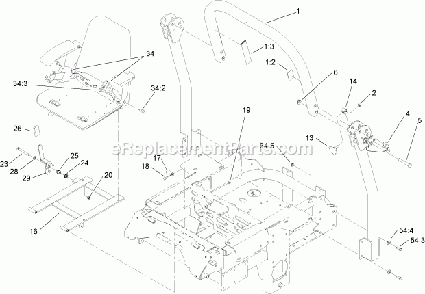 Roll-Over-Protection-System Assembly No. 108- Diagram and Parts List for 74262TE 260000001-260999999 Toro Lawn Mower