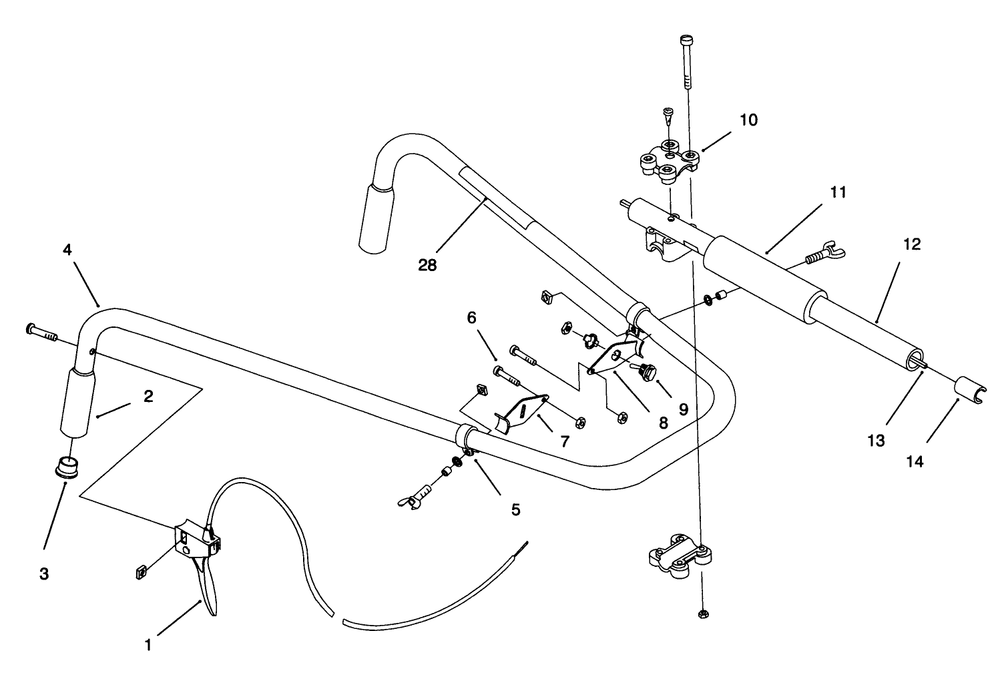 Handle Assembly Diagram and Parts List for 58355 69000001 - 69999999 Toro Cultivator