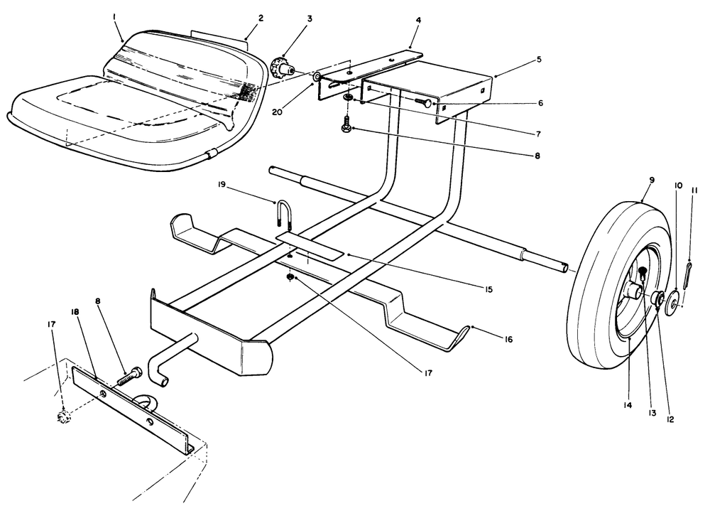 Sulky Kit Model No. 30122 (Optional) Diagram and Parts List for 30102 0000001 - 0999999 Toro Lawn Tractor Accessories