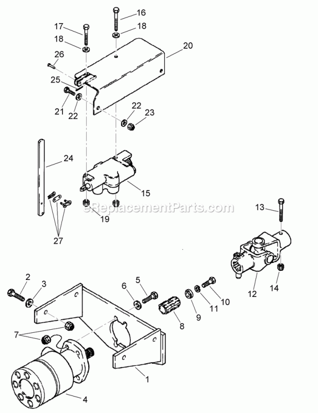 Hydra-Borer Mounting Assembly Diagram and Parts List for 2011  Toro Lawn Tractor Accessories