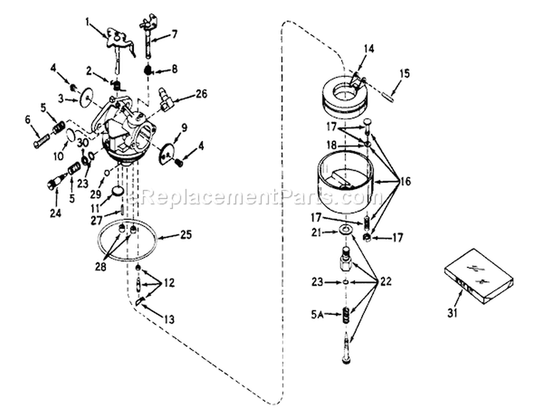 Carburetor No. 631447 Assembly Diagram and Parts List for 55050 9000001-9999999 - 1969 Toro Lawn Tractor
