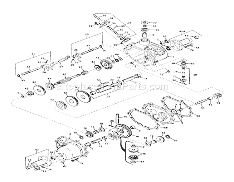 Transaxle Model No. 615 Parts List Diagram and Parts List for 55051 0000001-0999999 - 1970 Toro Lawn Tractor