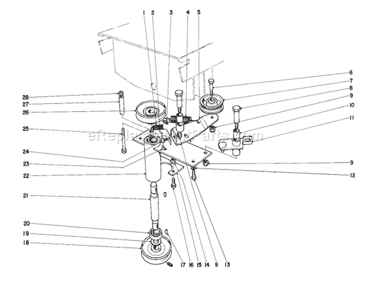 Power Take-Off Assembly Diagram and Parts List for 55055 1000001-1999999 - 1971 Toro Lawn Tractor