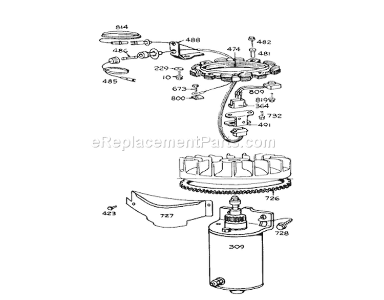 Alternator And Starter Assembly Diagram and Parts List for 55055 1000001-1999999 - 1971 Toro Lawn Tractor