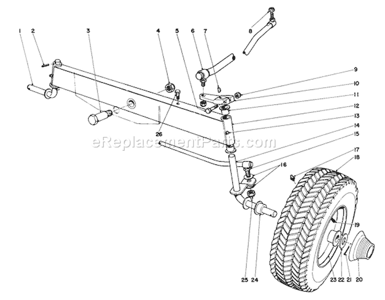 Front Axle Assembly Diagram and Parts List for 55055 1000001-1999999 - 1971 Toro Lawn Tractor