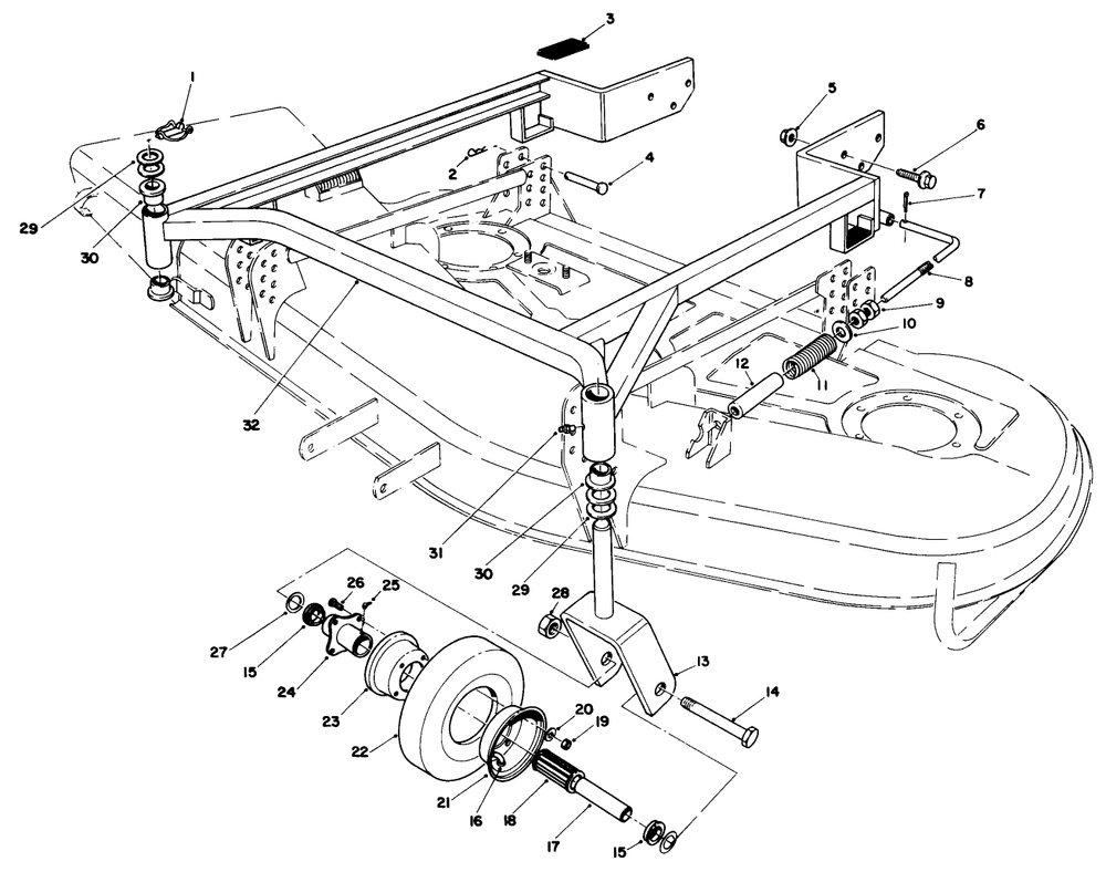 Carrier Frame Assembly Diagram and Parts List for 30152 600001 - 699999 Toro Lawn Mower