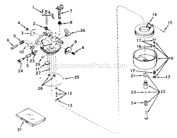 Carburetor No. 631447 Diagram and Parts List for 55150 9000001-9999999 - 1969 Toro Lawn Tractor