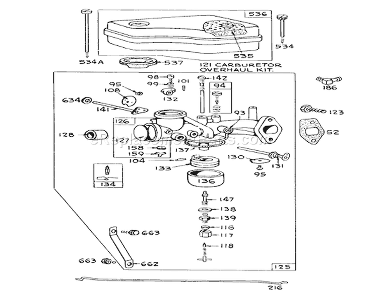 Model 390417 Carburetor Assembly Diagram and Parts List for 55152 0000001-0999999 - 1970 Toro Lawn Tractor
