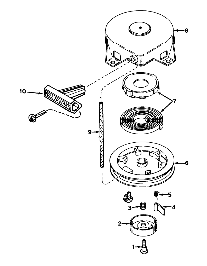 Rewind Starter No. 590537 Diagram and Parts List for 38167C 6000001 - 6999999 Toro Snow Blower